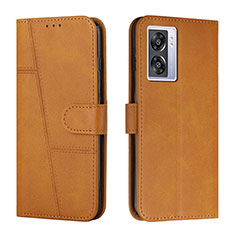 Leather Case Stands Flip Cover Holder Y01X for OnePlus Nord N300 5G Light Brown