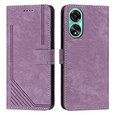 Leather Case Stands Flip Cover Holder Y01X for Oppo A18 Purple