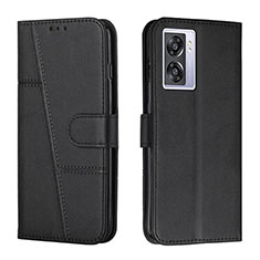 Leather Case Stands Flip Cover Holder Y01X for Oppo A56S 5G Black