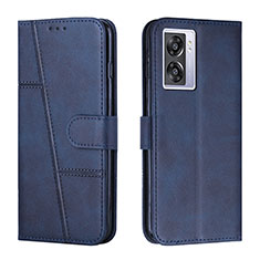 Leather Case Stands Flip Cover Holder Y01X for Oppo A56S 5G Blue