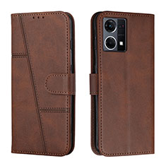Leather Case Stands Flip Cover Holder Y01X for Oppo F21s Pro 4G Brown