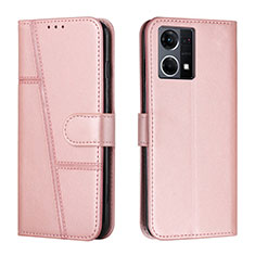 Leather Case Stands Flip Cover Holder Y01X for Oppo F21s Pro 4G Rose Gold