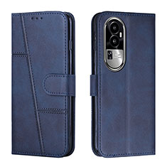 Leather Case Stands Flip Cover Holder Y01X for Oppo Reno10 Pro+ Plus 5G Blue