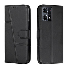 Leather Case Stands Flip Cover Holder Y01X for Oppo Reno7 4G Black