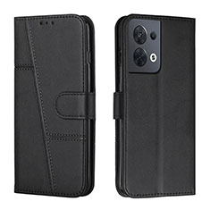 Leather Case Stands Flip Cover Holder Y01X for Oppo Reno8 5G Black