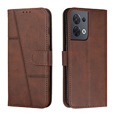 Leather Case Stands Flip Cover Holder Y01X for Oppo Reno8 5G Brown