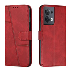 Leather Case Stands Flip Cover Holder Y01X for Oppo Reno8 5G Red
