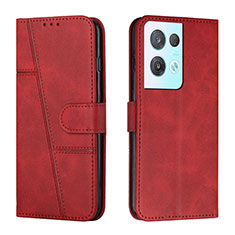 Leather Case Stands Flip Cover Holder Y01X for Oppo Reno8 Pro+ Plus 5G Red