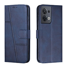 Leather Case Stands Flip Cover Holder Y01X for Oppo Reno9 5G Blue
