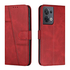 Leather Case Stands Flip Cover Holder Y01X for Oppo Reno9 5G Red