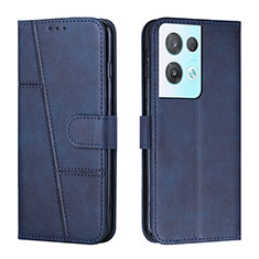 Leather Case Stands Flip Cover Holder Y01X for Oppo Reno9 Pro+ Plus 5G Blue