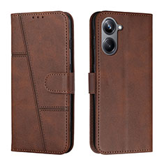 Leather Case Stands Flip Cover Holder Y01X for Realme 10 4G Brown