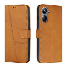 Leather Case Stands Flip Cover Holder Y01X for Realme 10 4G Light Brown