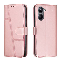 Leather Case Stands Flip Cover Holder Y01X for Realme 10 4G Rose Gold