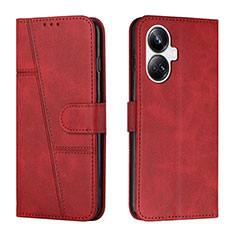 Leather Case Stands Flip Cover Holder Y01X for Realme 10 Pro+ Plus 5G Red