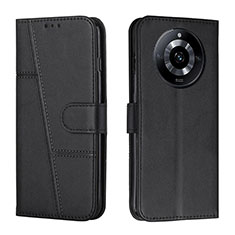 Leather Case Stands Flip Cover Holder Y01X for Realme 11 Pro 5G Black