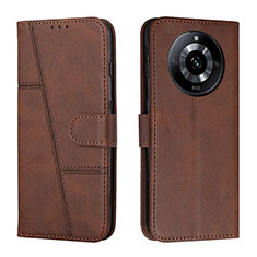 Leather Case Stands Flip Cover Holder Y01X for Realme 11 Pro 5G Brown