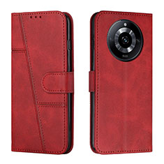 Leather Case Stands Flip Cover Holder Y01X for Realme 11 Pro 5G Red