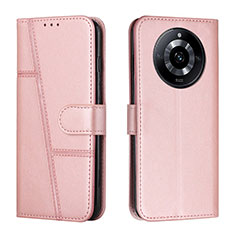 Leather Case Stands Flip Cover Holder Y01X for Realme 11 Pro 5G Rose Gold