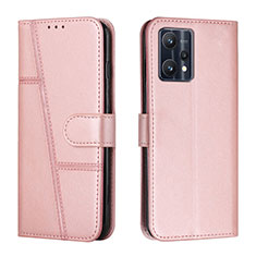 Leather Case Stands Flip Cover Holder Y01X for Realme 9 4G Rose Gold