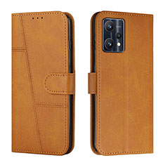 Leather Case Stands Flip Cover Holder Y01X for Realme 9 5G Light Brown
