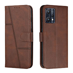 Leather Case Stands Flip Cover Holder Y01X for Realme 9 Pro 5G Brown