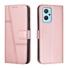 Leather Case Stands Flip Cover Holder Y01X for Realme 9i 4G Rose Gold