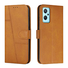 Leather Case Stands Flip Cover Holder Y01X for Realme 9i 5G Light Brown