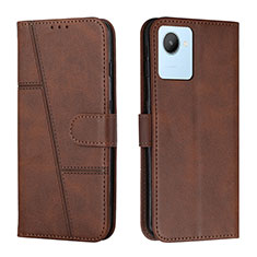 Leather Case Stands Flip Cover Holder Y01X for Realme C30 Brown