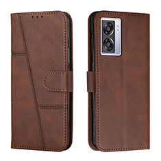 Leather Case Stands Flip Cover Holder Y01X for Realme Narzo 50 5G Brown
