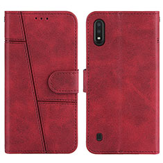 Leather Case Stands Flip Cover Holder Y01X for Samsung Galaxy A01 SM-A015 Red