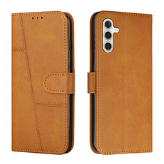 Leather Case Stands Flip Cover Holder Y01X for Samsung Galaxy A04s Light Brown