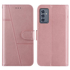 Leather Case Stands Flip Cover Holder Y01X for Samsung Galaxy A05s Rose Gold