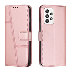 Leather Case Stands Flip Cover Holder Y01X for Samsung Galaxy A23 5G Rose Gold