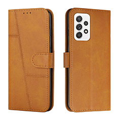Leather Case Stands Flip Cover Holder Y01X for Samsung Galaxy A33 5G Light Brown