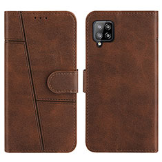 Leather Case Stands Flip Cover Holder Y01X for Samsung Galaxy A42 5G Brown