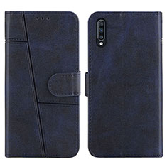 Leather Case Stands Flip Cover Holder Y01X for Samsung Galaxy A50 Blue