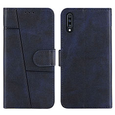 Leather Case Stands Flip Cover Holder Y01X for Samsung Galaxy A50S Blue