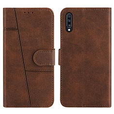 Leather Case Stands Flip Cover Holder Y01X for Samsung Galaxy A50S Brown