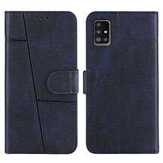 Leather Case Stands Flip Cover Holder Y01X for Samsung Galaxy A51 4G Blue