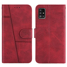 Leather Case Stands Flip Cover Holder Y01X for Samsung Galaxy A51 4G Red