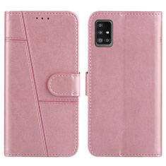 Leather Case Stands Flip Cover Holder Y01X for Samsung Galaxy A51 4G Rose Gold