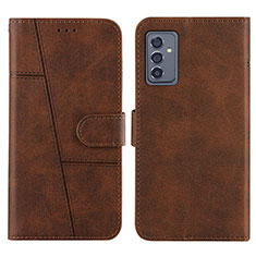 Leather Case Stands Flip Cover Holder Y01X for Samsung Galaxy A54 5G Brown