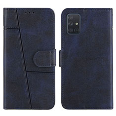 Leather Case Stands Flip Cover Holder Y01X for Samsung Galaxy A71 5G Blue
