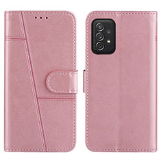 Leather Case Stands Flip Cover Holder Y01X for Samsung Galaxy A72 5G Rose Gold