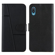 Leather Case Stands Flip Cover Holder Y01X for Samsung Galaxy M02 Black