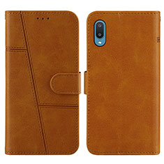Leather Case Stands Flip Cover Holder Y01X for Samsung Galaxy M02 Light Brown