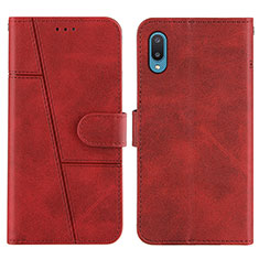 Leather Case Stands Flip Cover Holder Y01X for Samsung Galaxy M02 Red