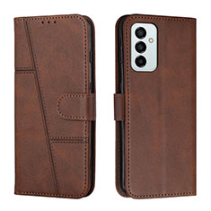 Leather Case Stands Flip Cover Holder Y01X for Samsung Galaxy M23 5G Brown