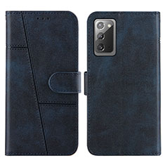 Leather Case Stands Flip Cover Holder Y01X for Samsung Galaxy Note 20 5G Blue
